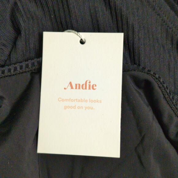 Andie Tulum One Piece Swimsuit Black Rib Beach Pool Resort Crisscross M New - Picture 8 of 9